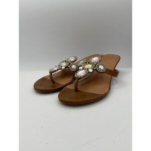 IMAN Womens Rhinestone Embellished Wedge Sandals Size 7W